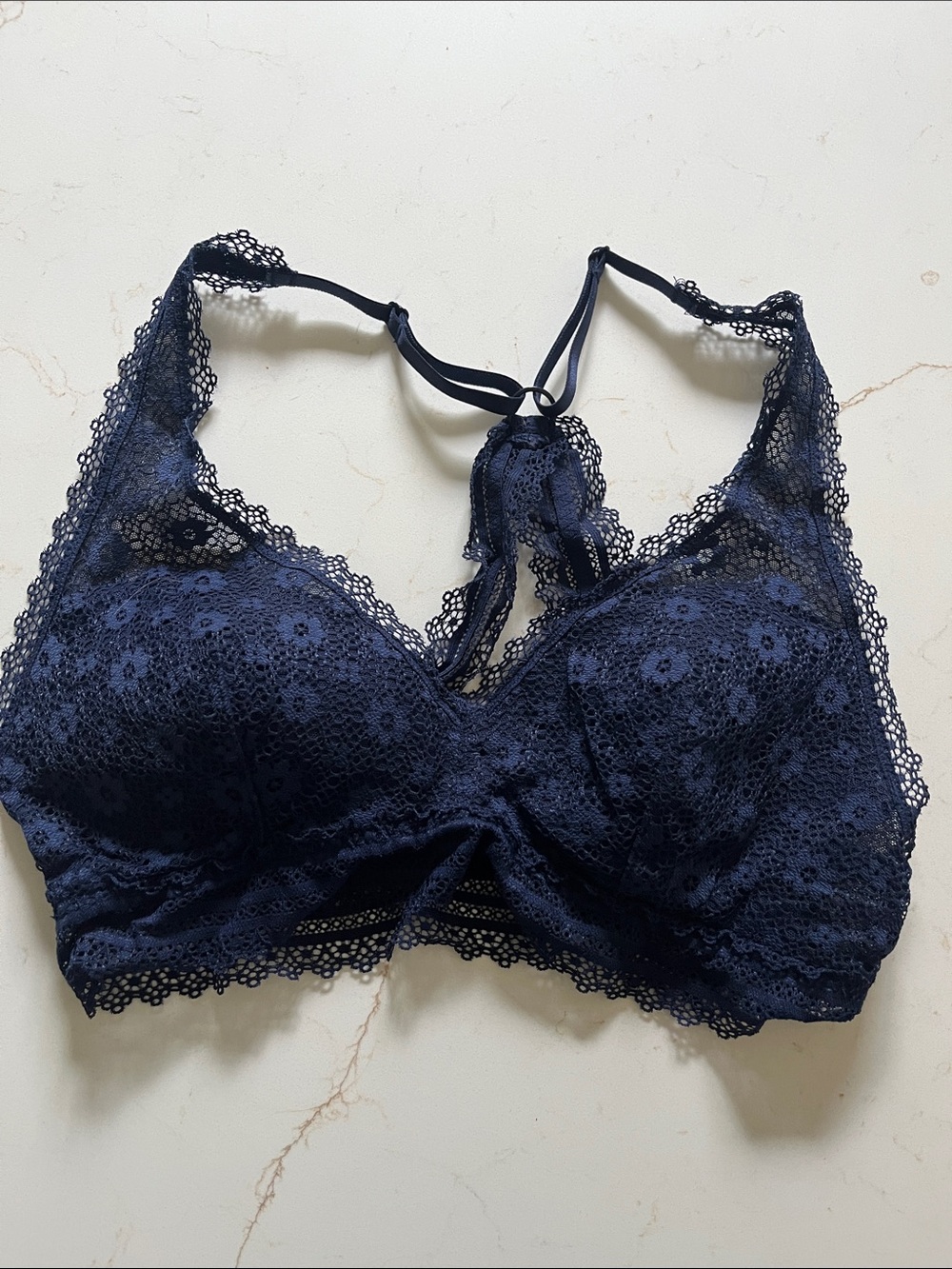 Victoria's Secret Navy Lace Bralette with Racerback Detail